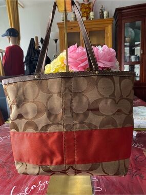 Vintage Coach Signature Stripe Tote bag